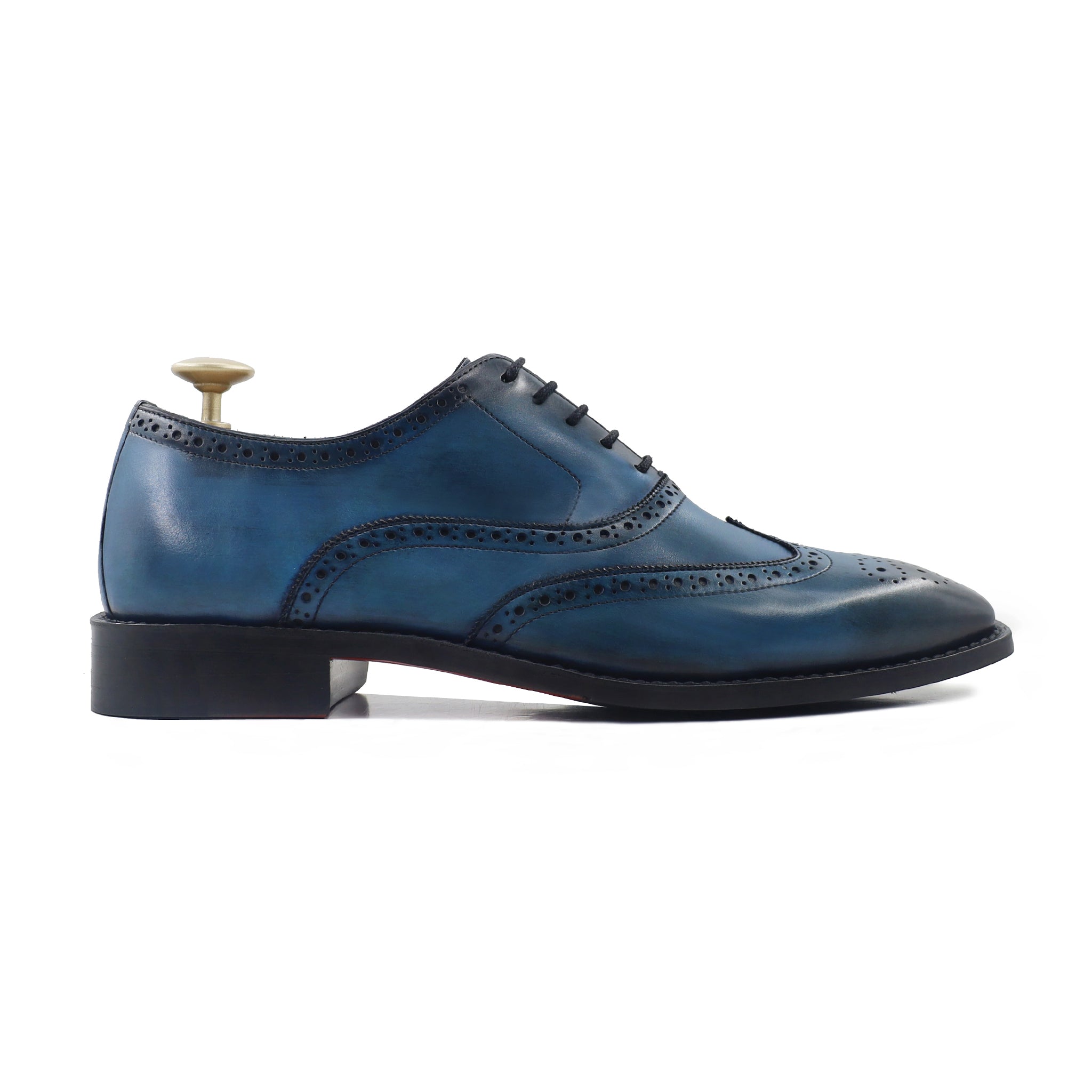 Nekiru - Men's Burnished Blue Calf Leather Oxford Shoe - Goodyear Welted