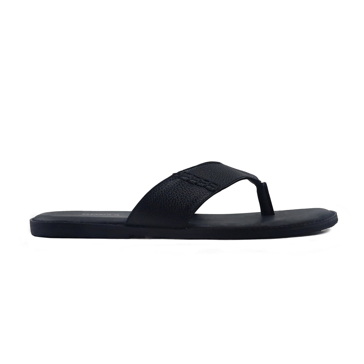 Caelan - Men's Black Pebble Grain Leather Slipper