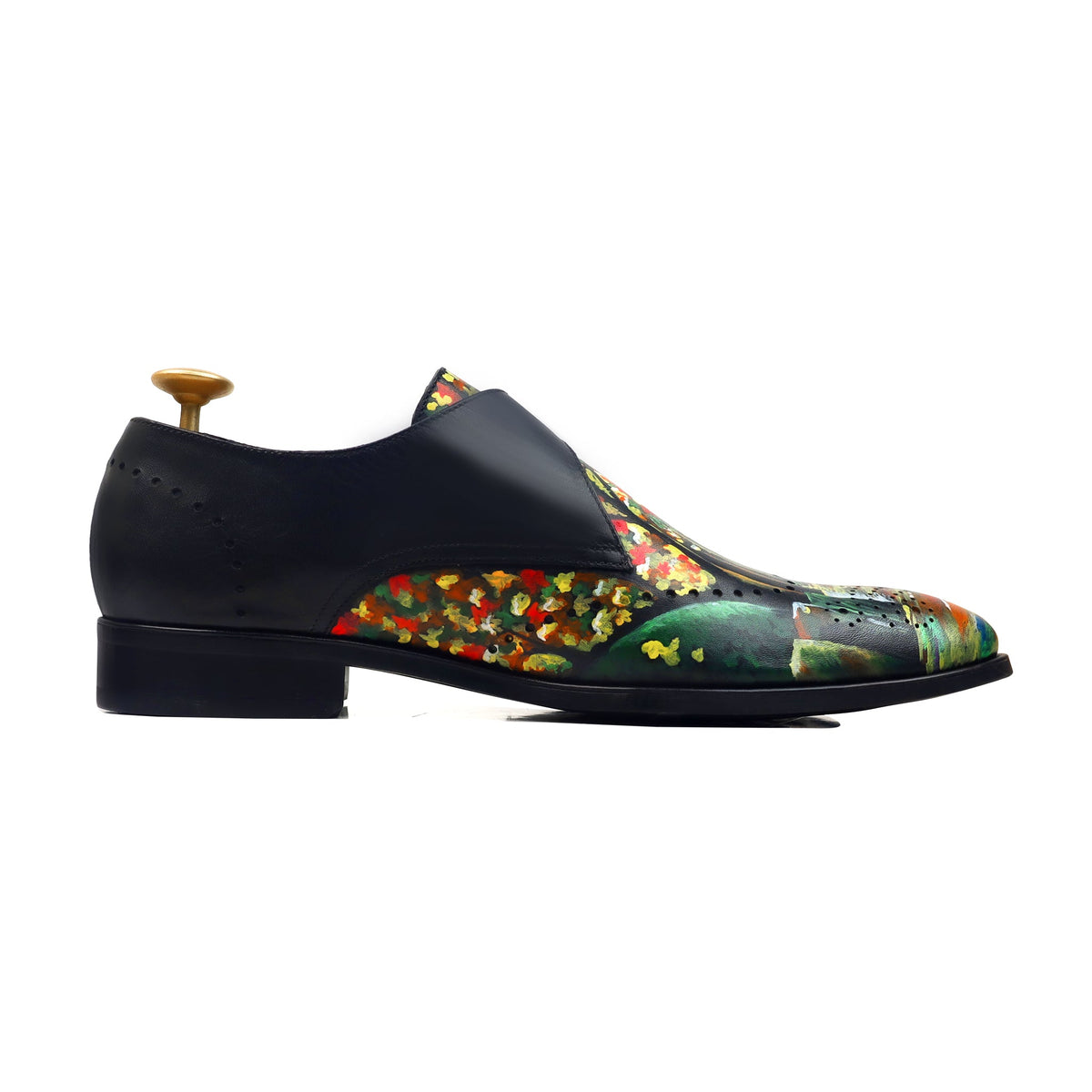 Prism - Men's Black Hand Painted Strapped Loafer