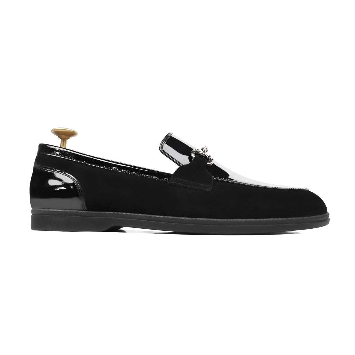 Fenzy- Men's Black Patent and Suede Leather Loafer
