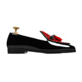 Avero - Men's Black Patent and  Red Suede Hand Woven  Leather Loafer