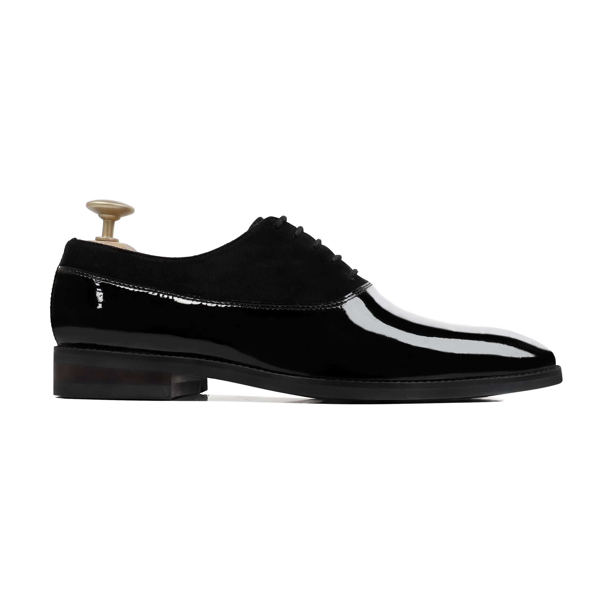 Aristo - Men's Black Patent Leather and Kid Suede Oxford Shoe