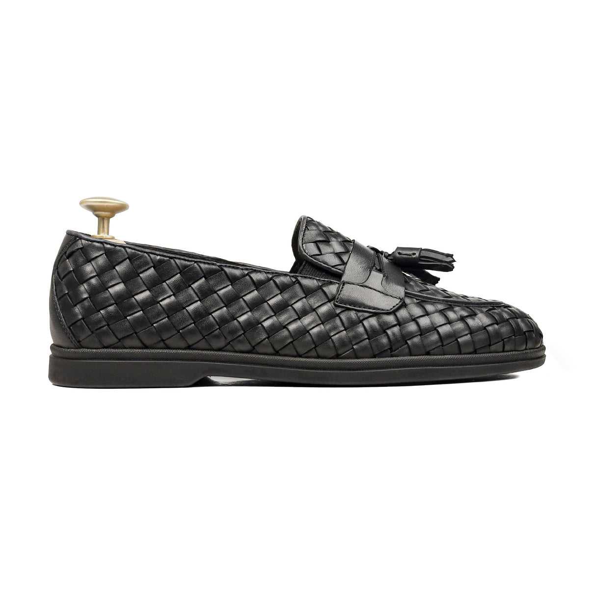Bralton - Men's Black Hand Woven Calf Leather Loafer