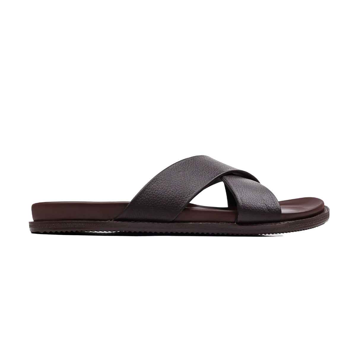 Elvo - Men's Dark Brown Pebble Grain Leather Slipper
