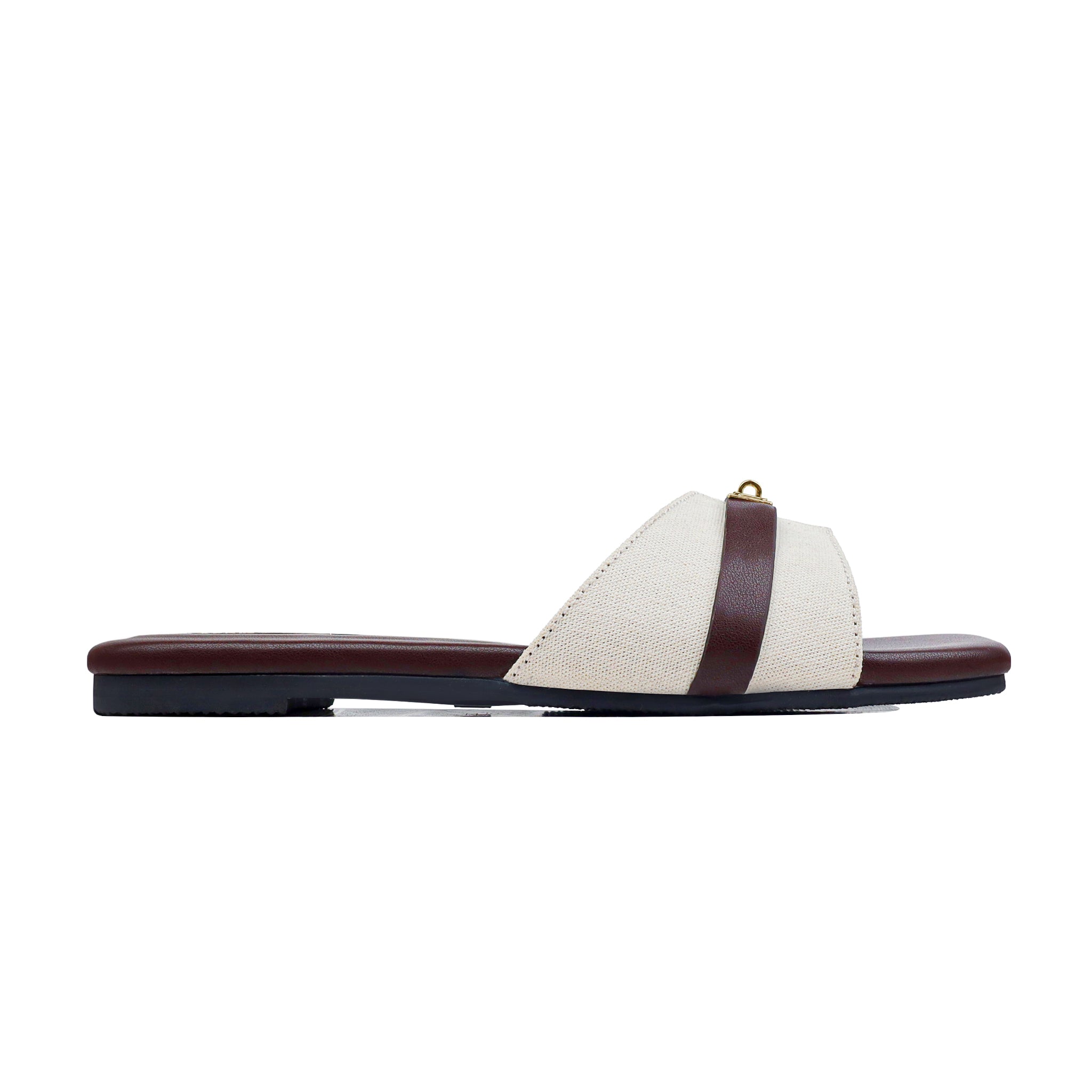 Nira - Women's Dark Brown And White Slipper