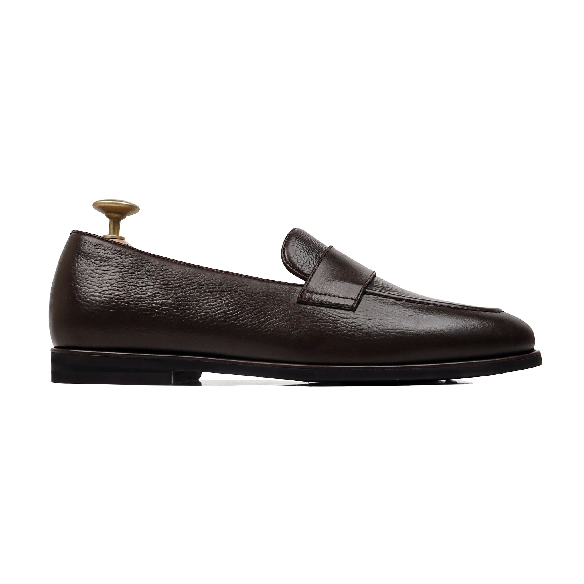 Jefe - Men's Dark Brown Pebble Grain Leather Loafer