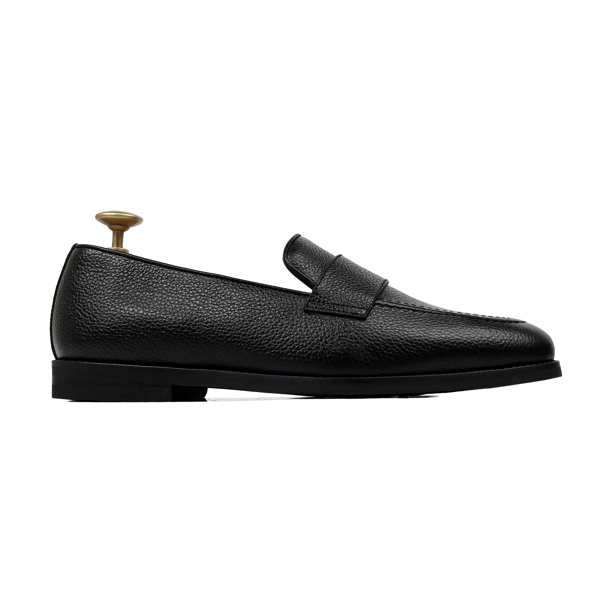 Jefey - Men's Black Pebble Grain Leather Loafer