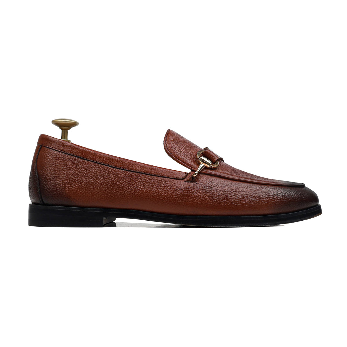 Belmont - Men's Burnished Reddish Brown Pebble Grain  Leather Loafer