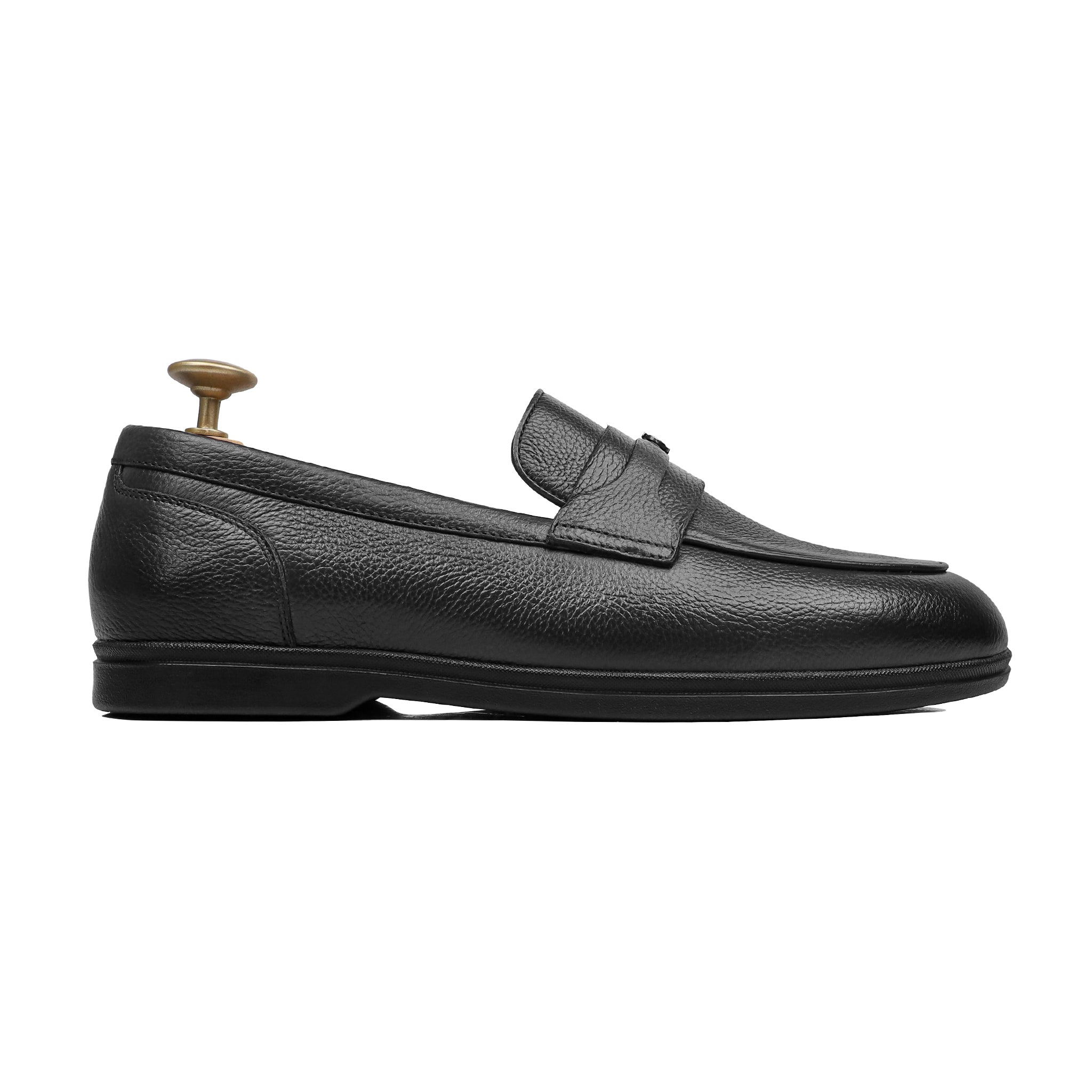 Virello - Men's Black Pebble Grain  Leather Loafer