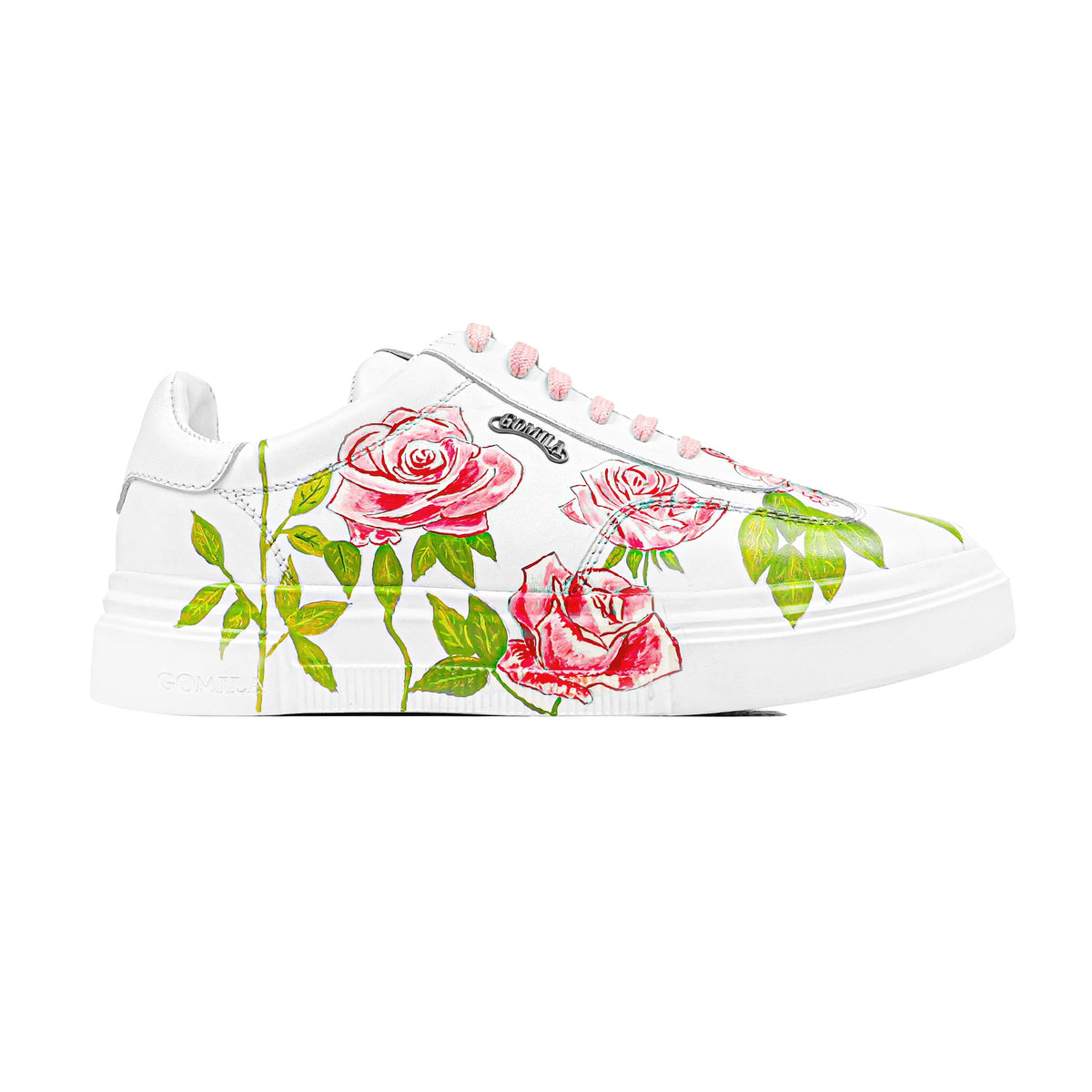 Blaze Lily - Men's White Hand Painted Sneaker