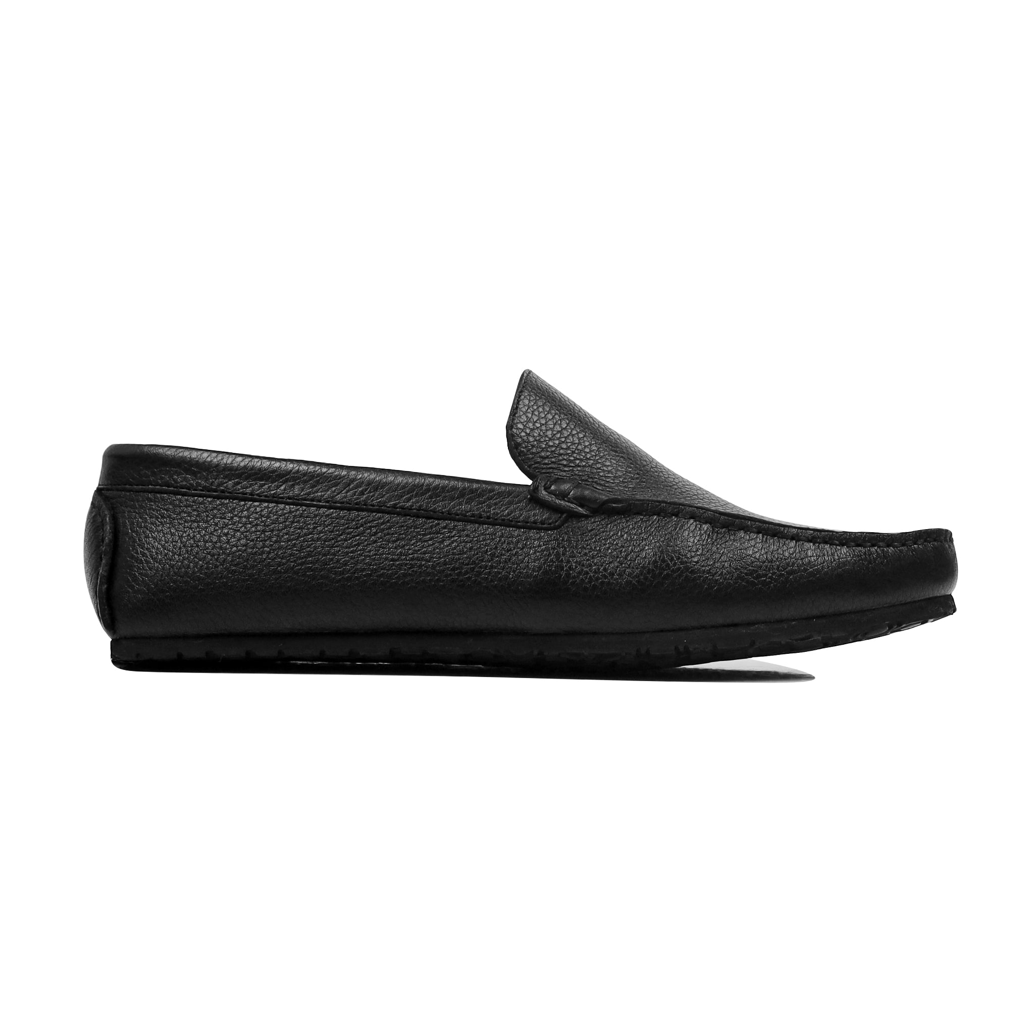 Keira - Ladies Black Pebble Grain Leather Loafer
