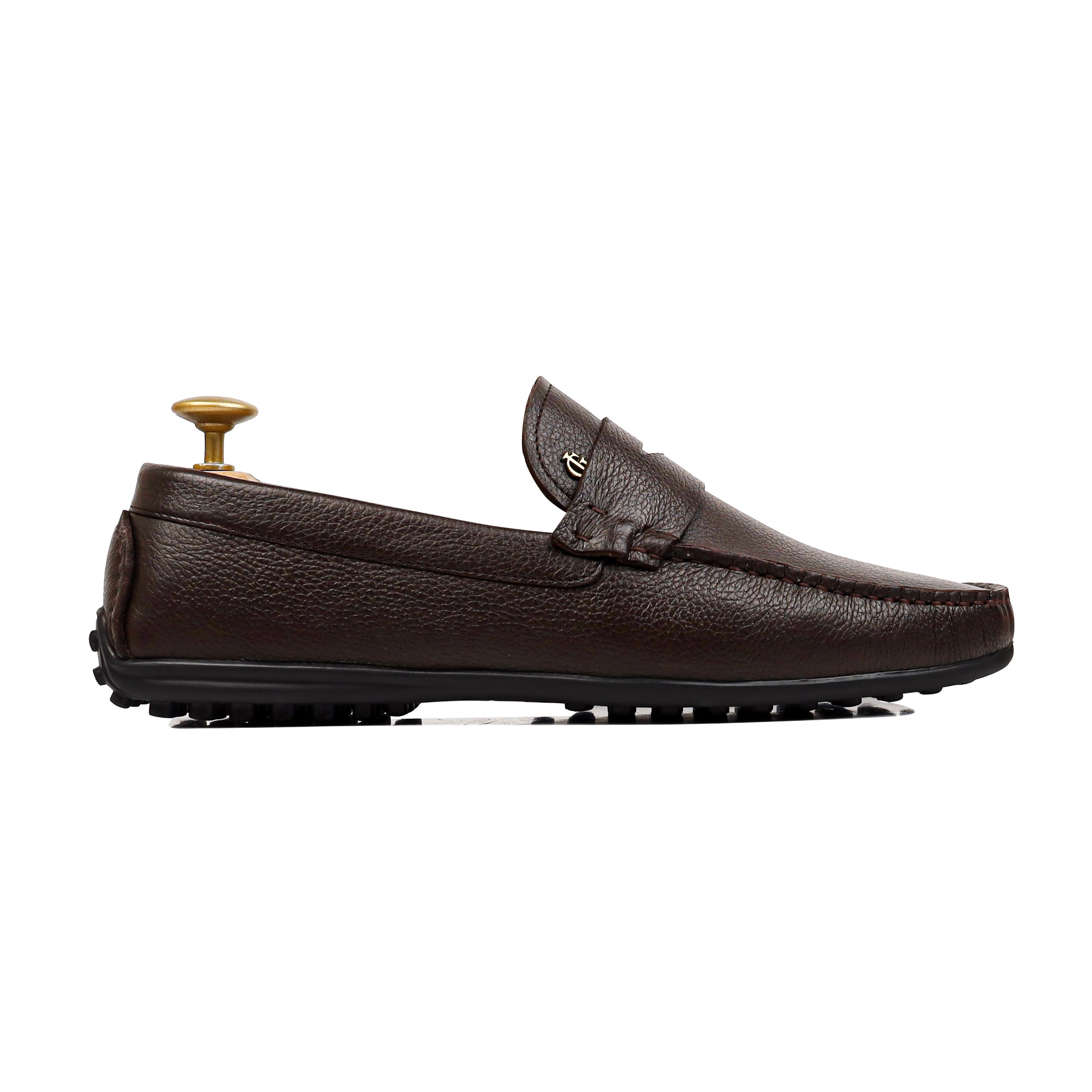 Evoke - Men's Dark Brown Pebble Grain Leather Driver Shoe