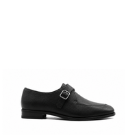 Selfoss - Men's Black Pebble Grain Leather Single Monkstrap