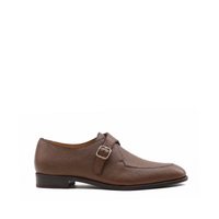 Selfoss - Men's Brown Pebble Grain Leather Single Monkstrap