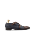 Shiloh - Men's Black Pebble Grain and Brown Patina Calf Leather Double Monkstrap