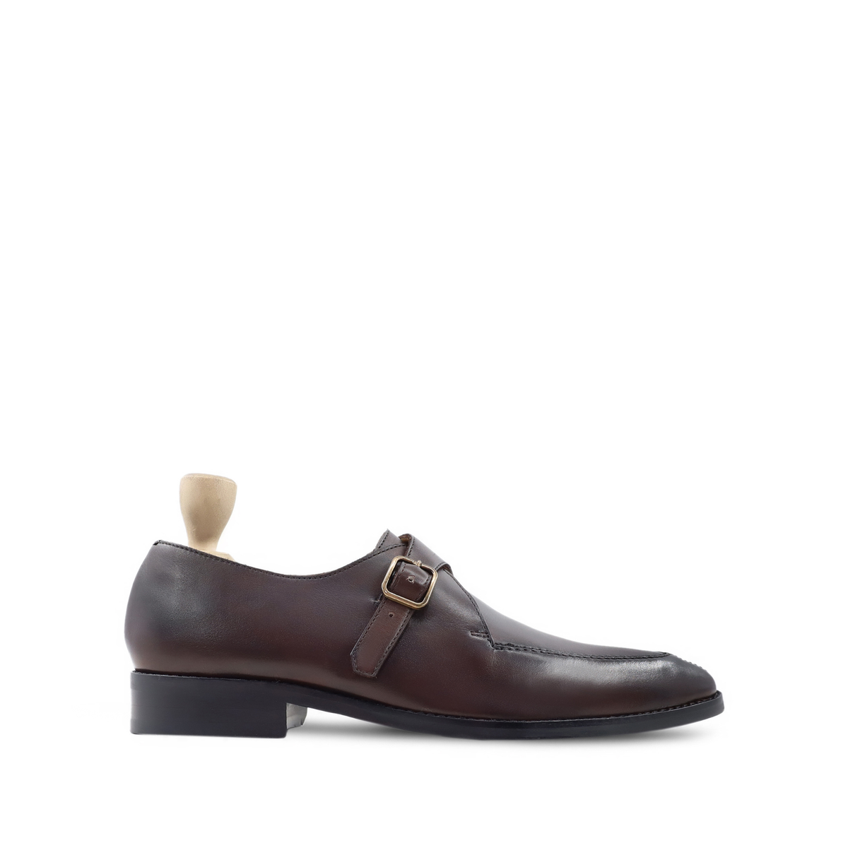 Shunke - Men's Dark Brown Calf Leather Single Monkstrap