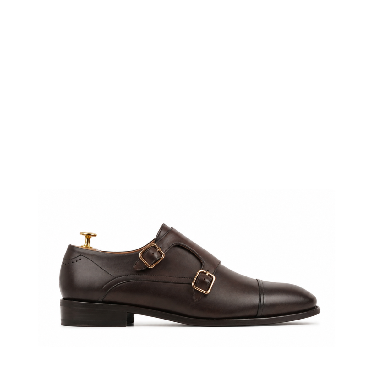 Sanford - Men's Dark Brown Calf Leather Double Monkstrap