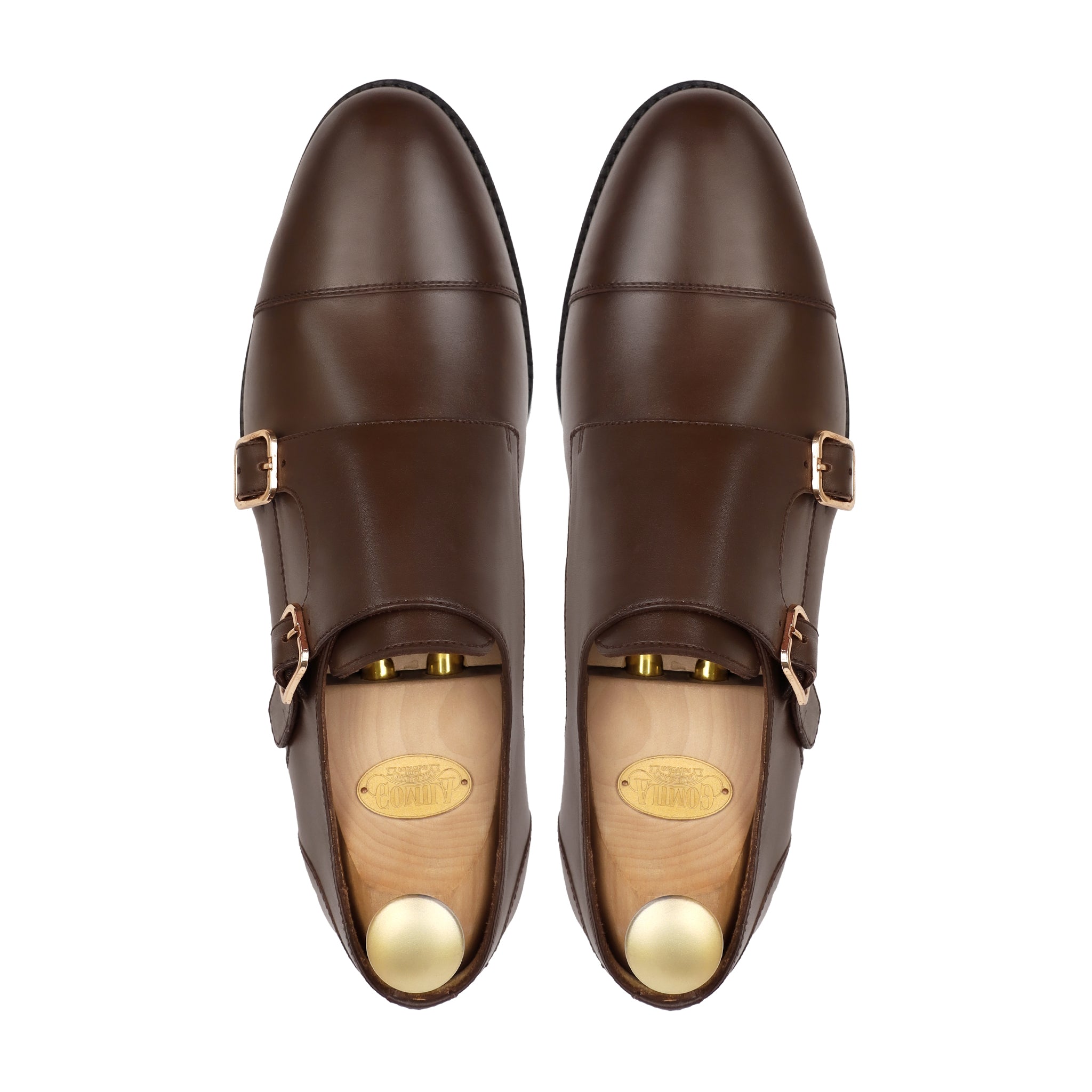 Allin - Men's Brown Calf Leather Double Monkstrap