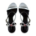 Emilia - Women's Silver Grey High Shine Strapped 90mm Heels