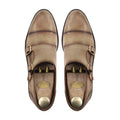 Chiam - Men's Beige Calf Leather Double Monkstrap - Goodyear Welted