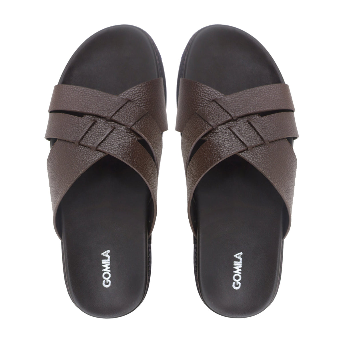 Callum - Men's Dark Brown Pebble Grain Leather Slipper