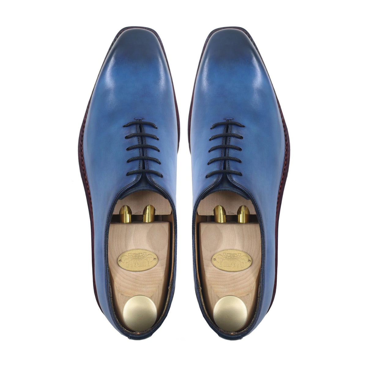 Enzo - Men's Burnished Blue Calf Leather Wholecut Shoe - Goodyear Welted