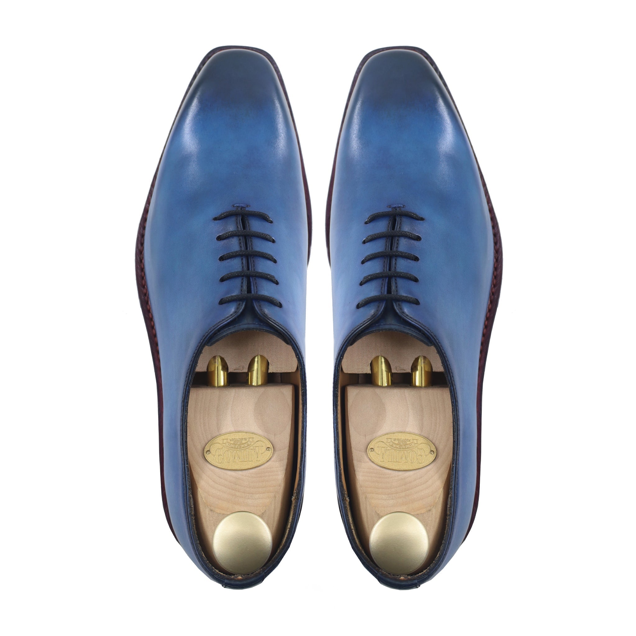 Enzo - Men's Burnished Blue Calf Leather Wholecut Shoe - Goodyear Welted