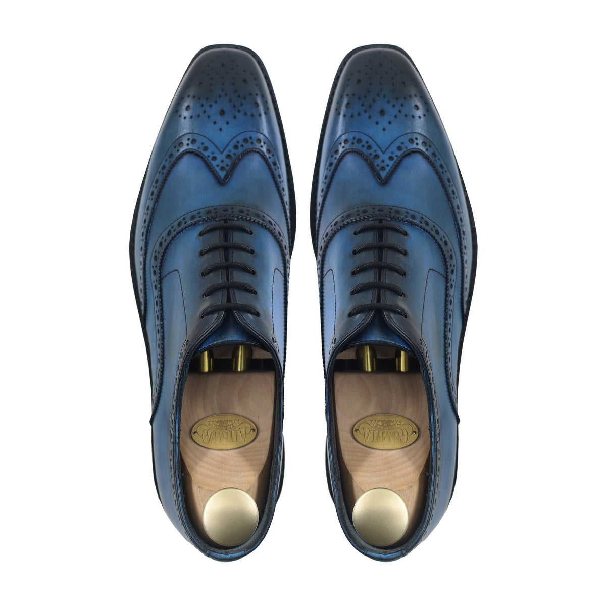 Nekiru - Men's Burnished Blue Calf Leather Oxford Shoe - Goodyear Welted