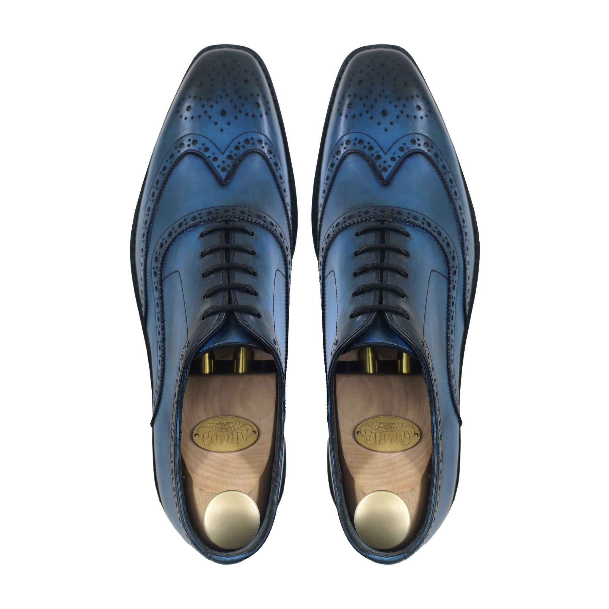 Nekiru - Men's Burnished Blue Calf Leather Oxford Shoe - Goodyear Welted
