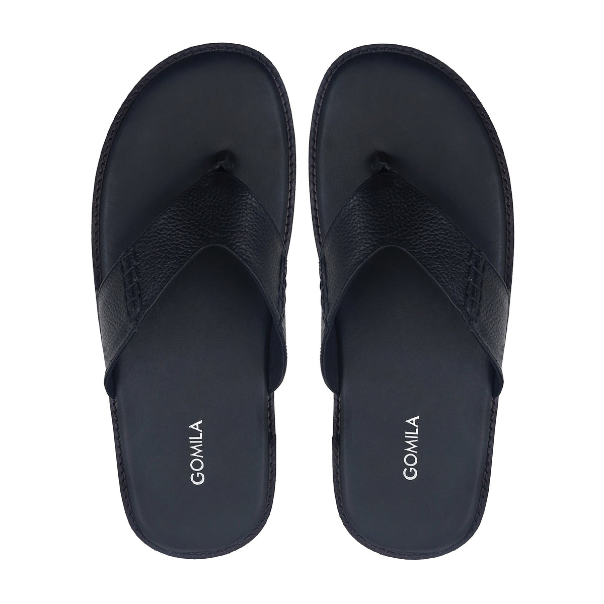 Caelan - Men's Black Pebble Grain Leather Slipper