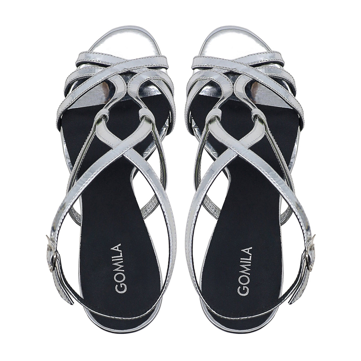 Luana - Women's Silver High Shine Strapped 90mm Heels