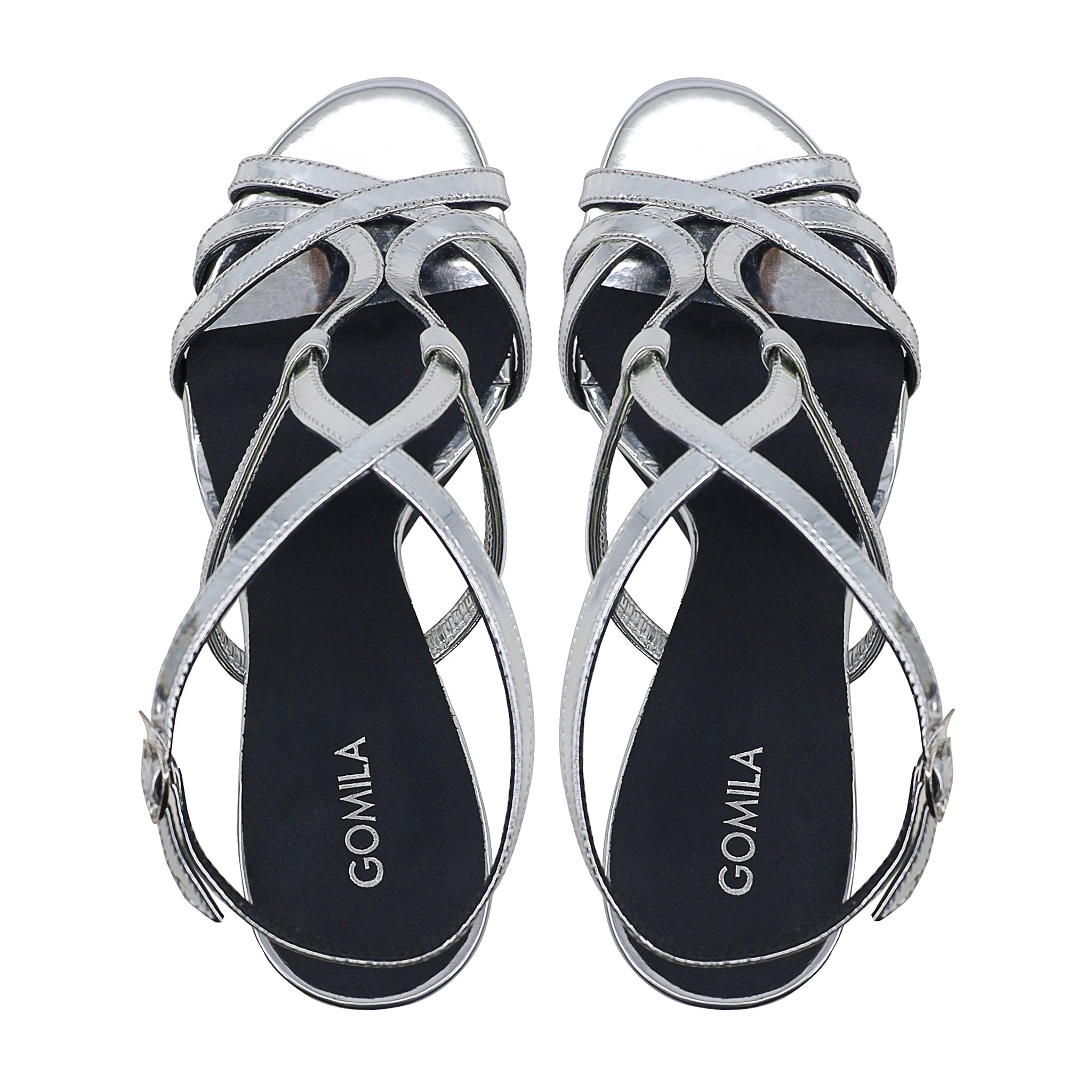 Luana - Women's Silver High Shine Strapped 90mm Heels