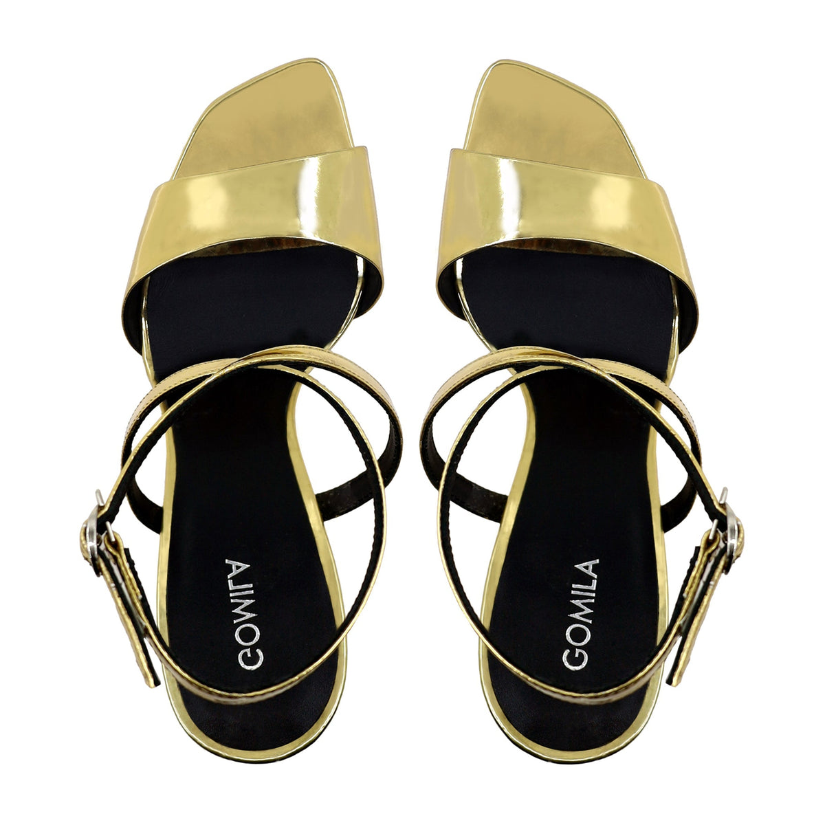 Anna - Women's Golden High Shine Strapped Heels
