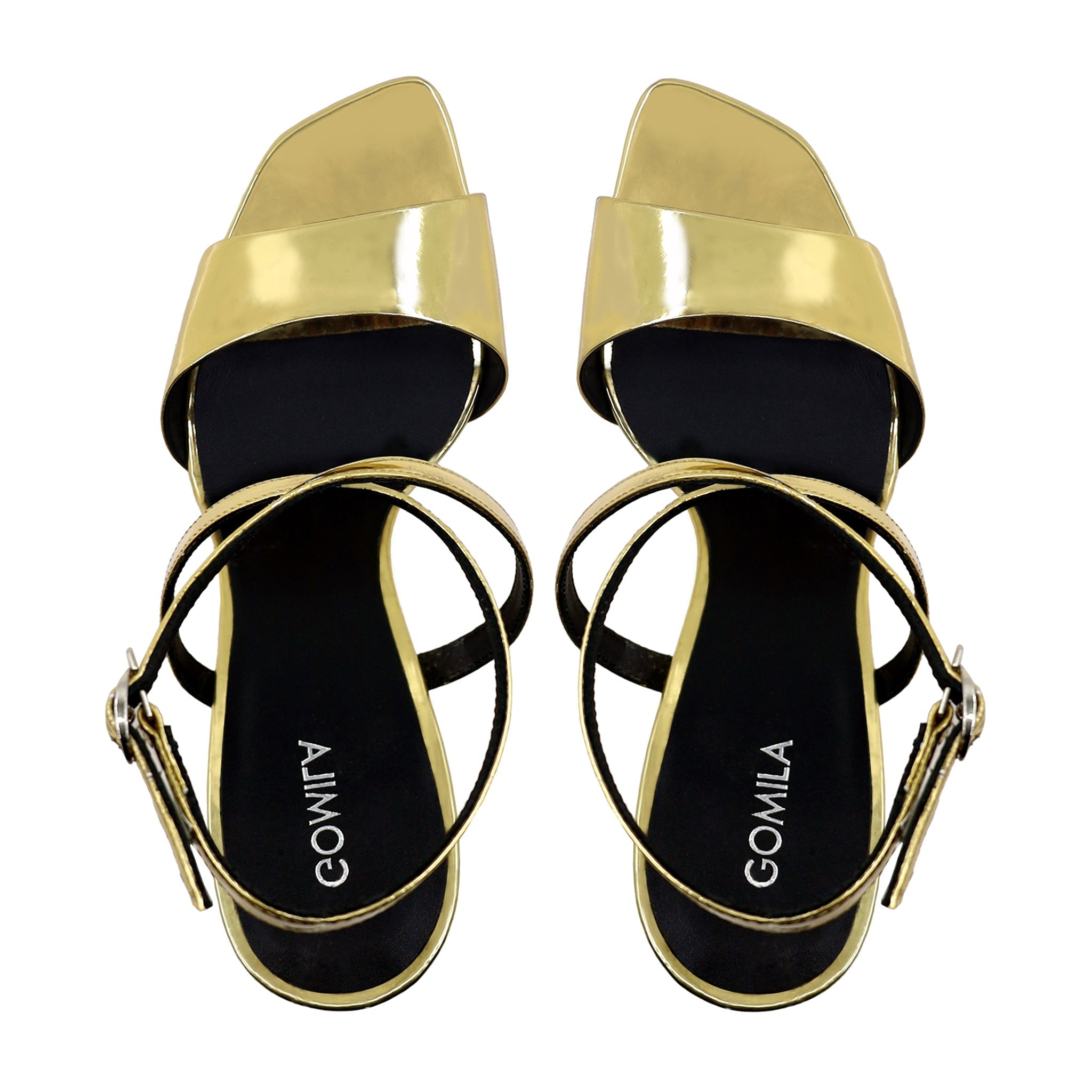 Anna - Women's Golden High Shine Strapped Heels