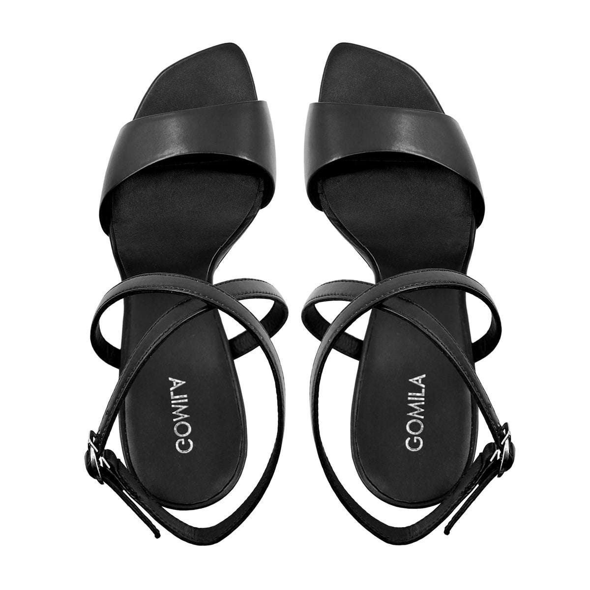 Anna - Women's Black Strapped Heels