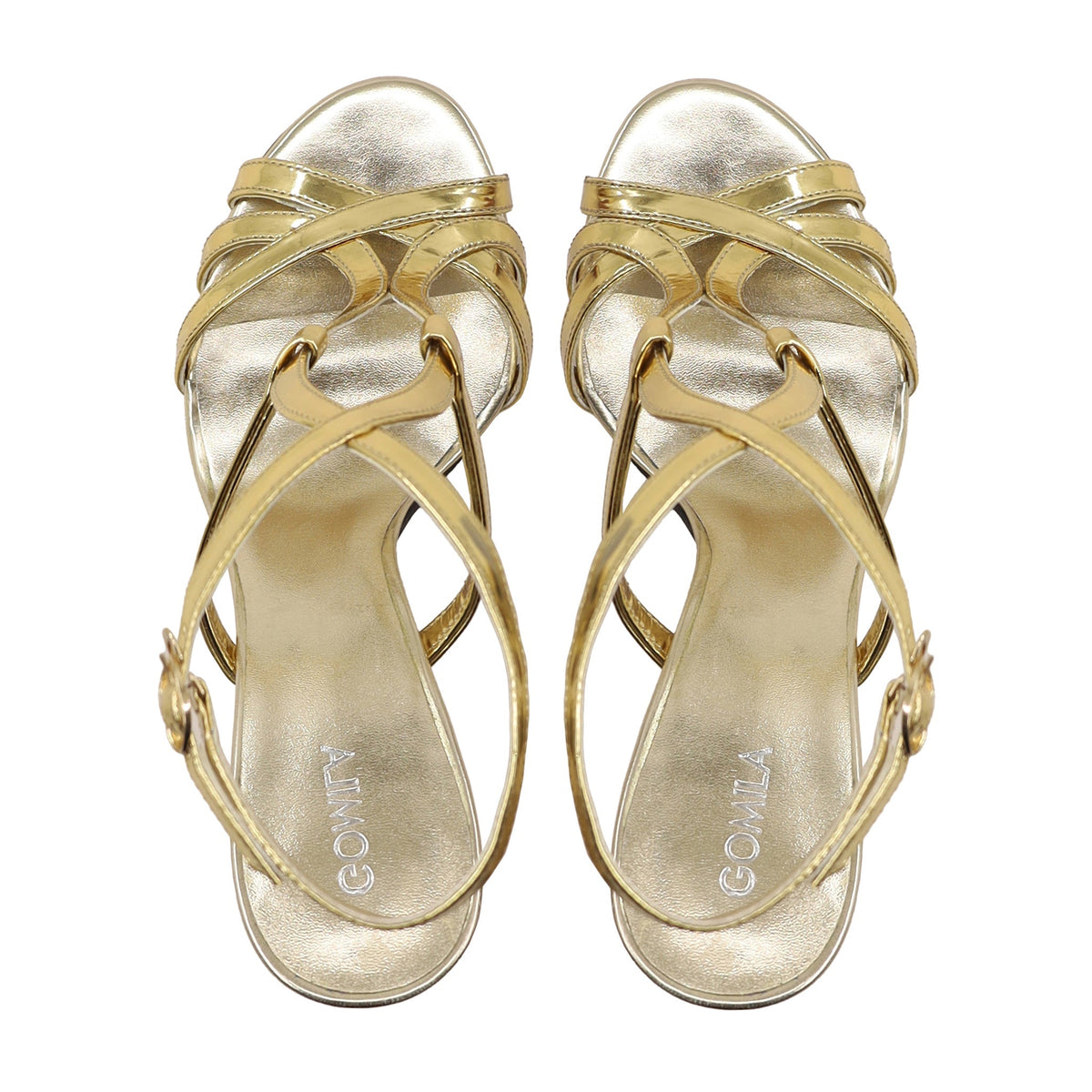Luana - Women's Golden High Shine Strapped 90mm Heels