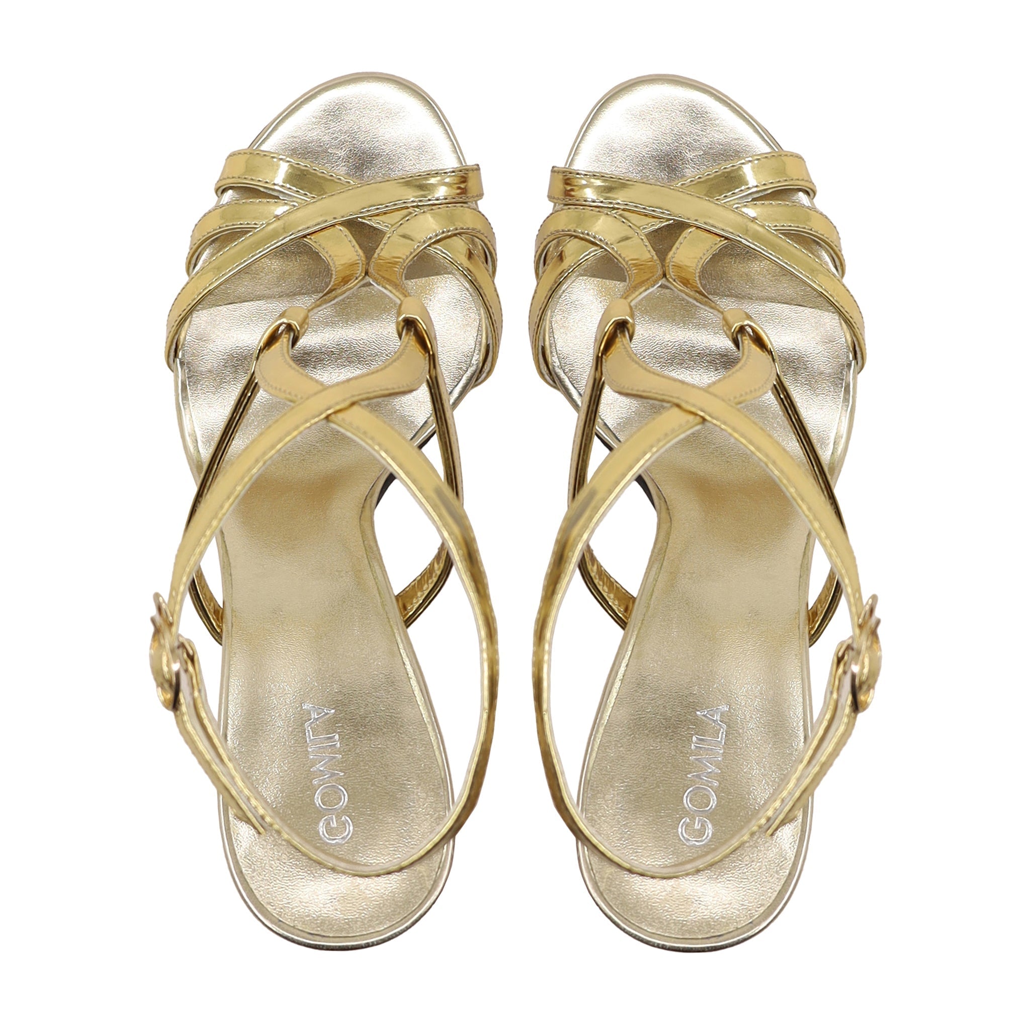 Luana - Women's Golden High Shine Strapped 90mm Heels