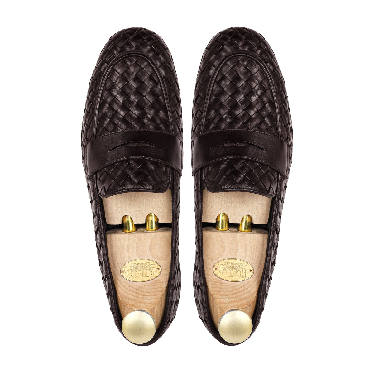 Velmora- Men's Dark Brown Hand Woven Calf Leather Loafer