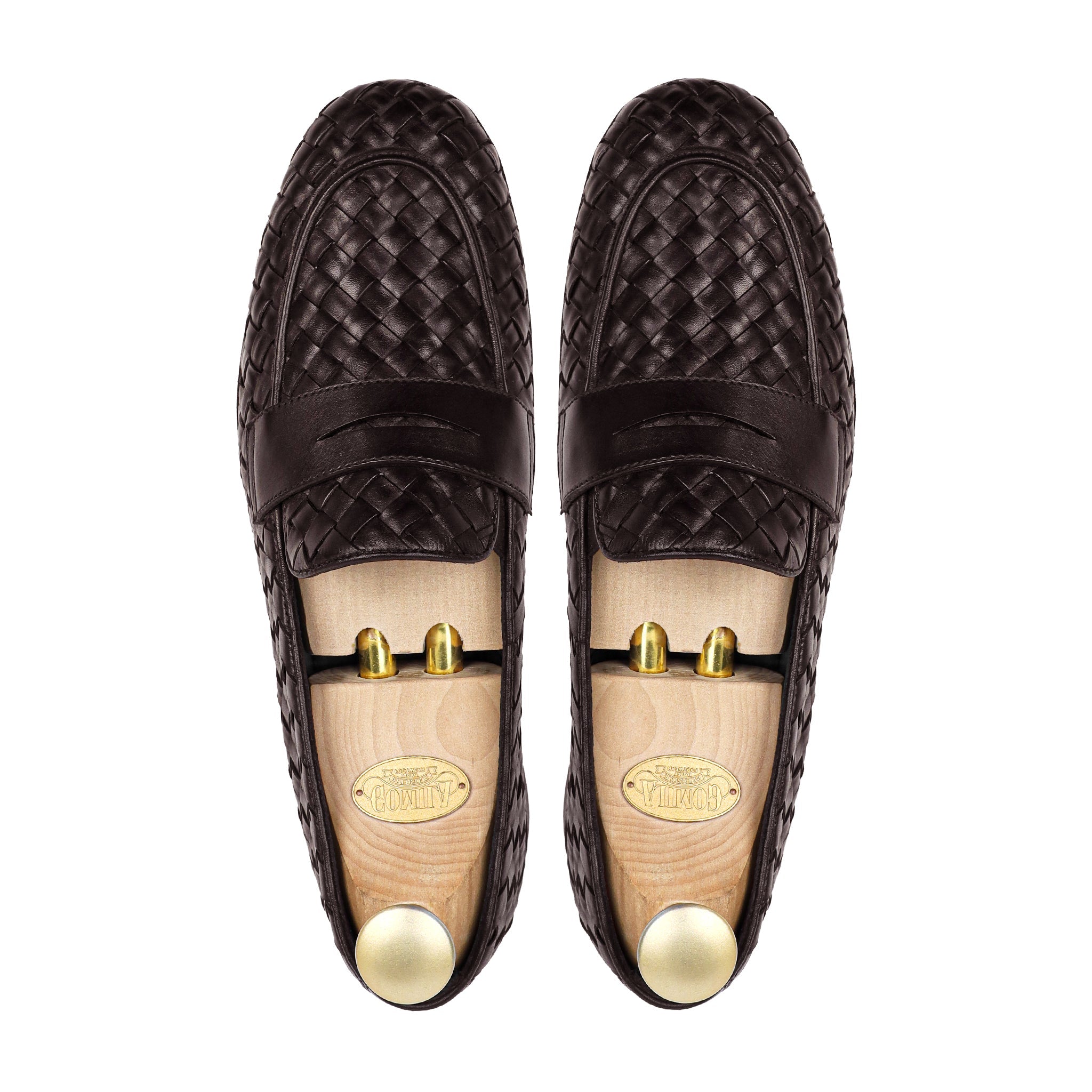 Velmora- Men's Dark Brown Hand Woven Calf Leather Loafer
