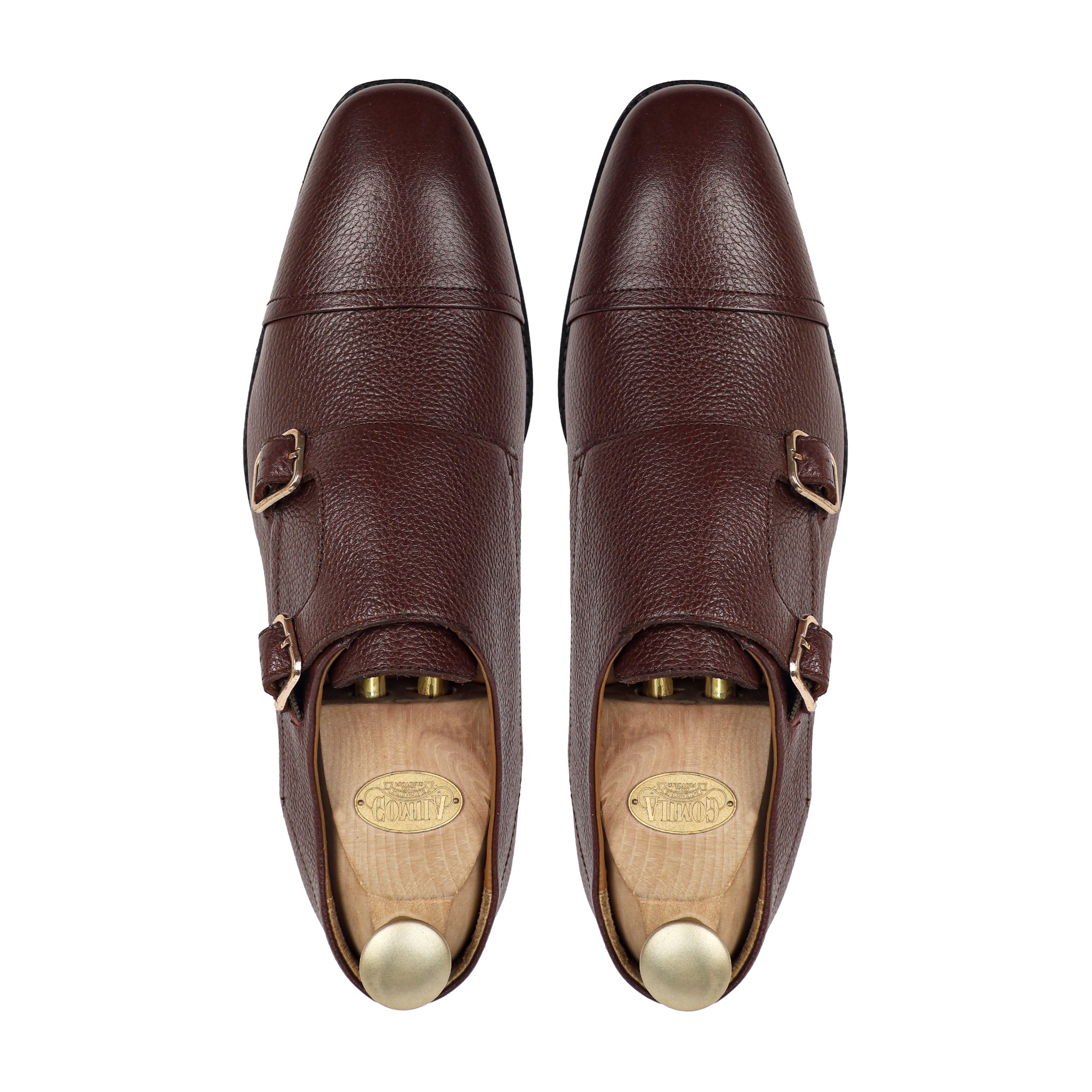 Leo - Men's Oxblood Pebble Grain Leather Double Monkstrap