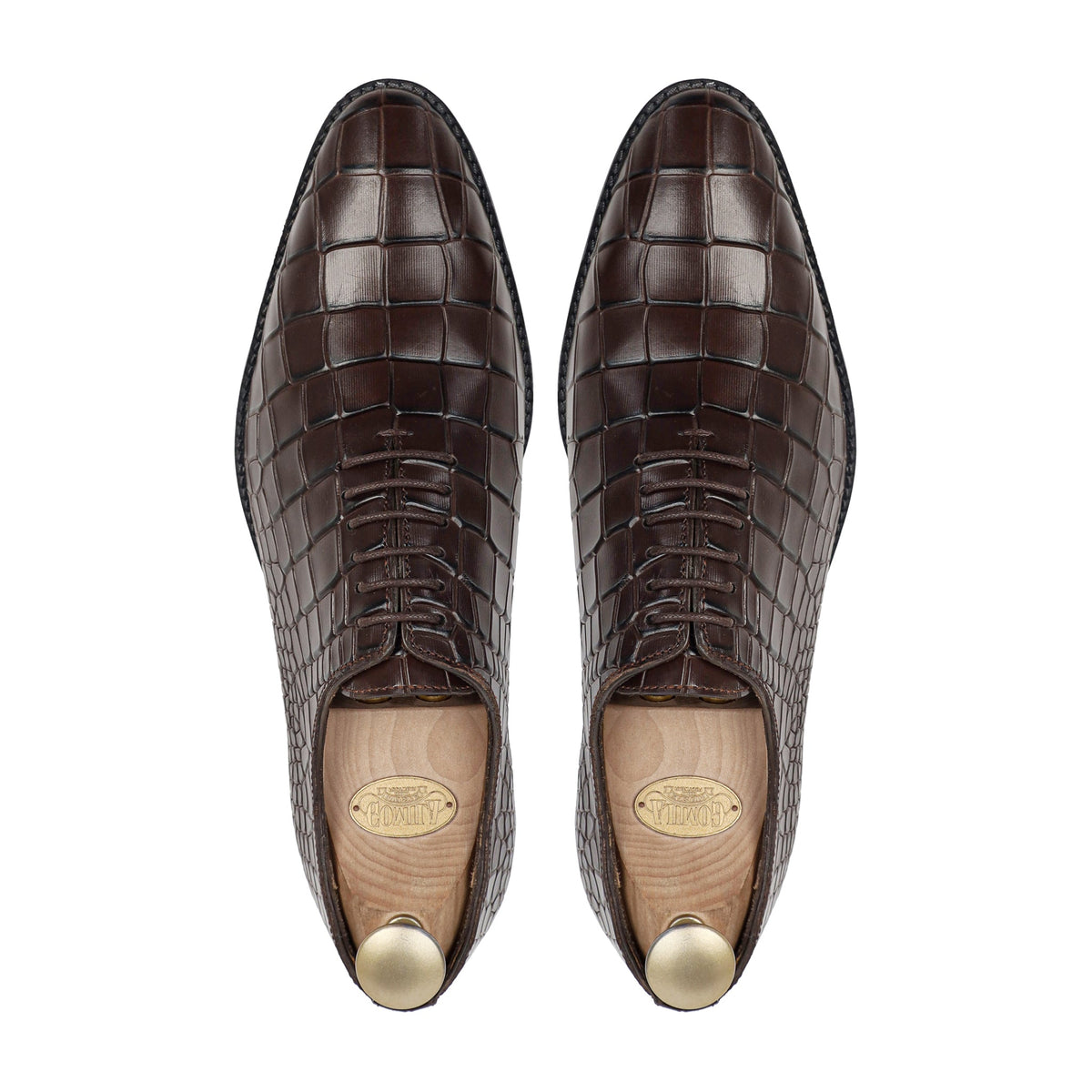 Elvano - Men's Dark Brown Calf Leather Wholecut Shoe