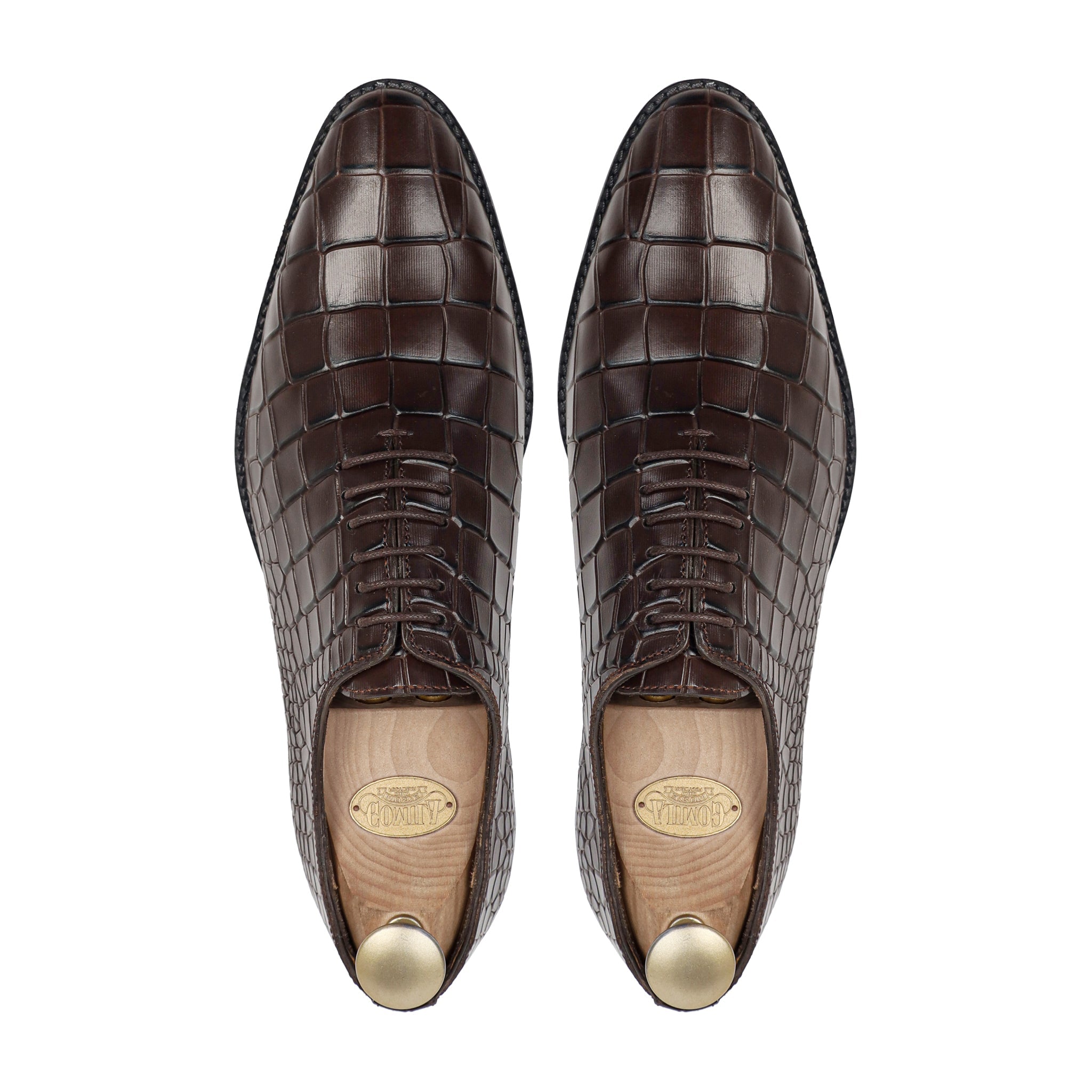Elvano - Men's Dark Brown Calf Leather Wholecut Shoe