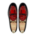 Avero - Men's Black Patent and  Red Suede Hand Woven  Leather Loafer