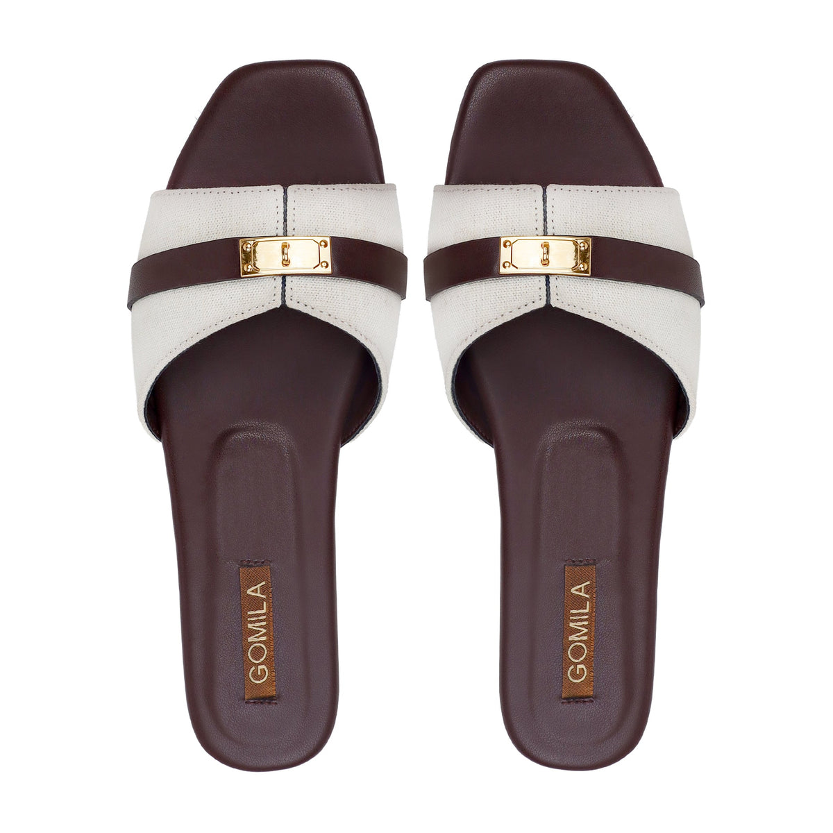 Nira - Women's Dark Brown And White Slipper