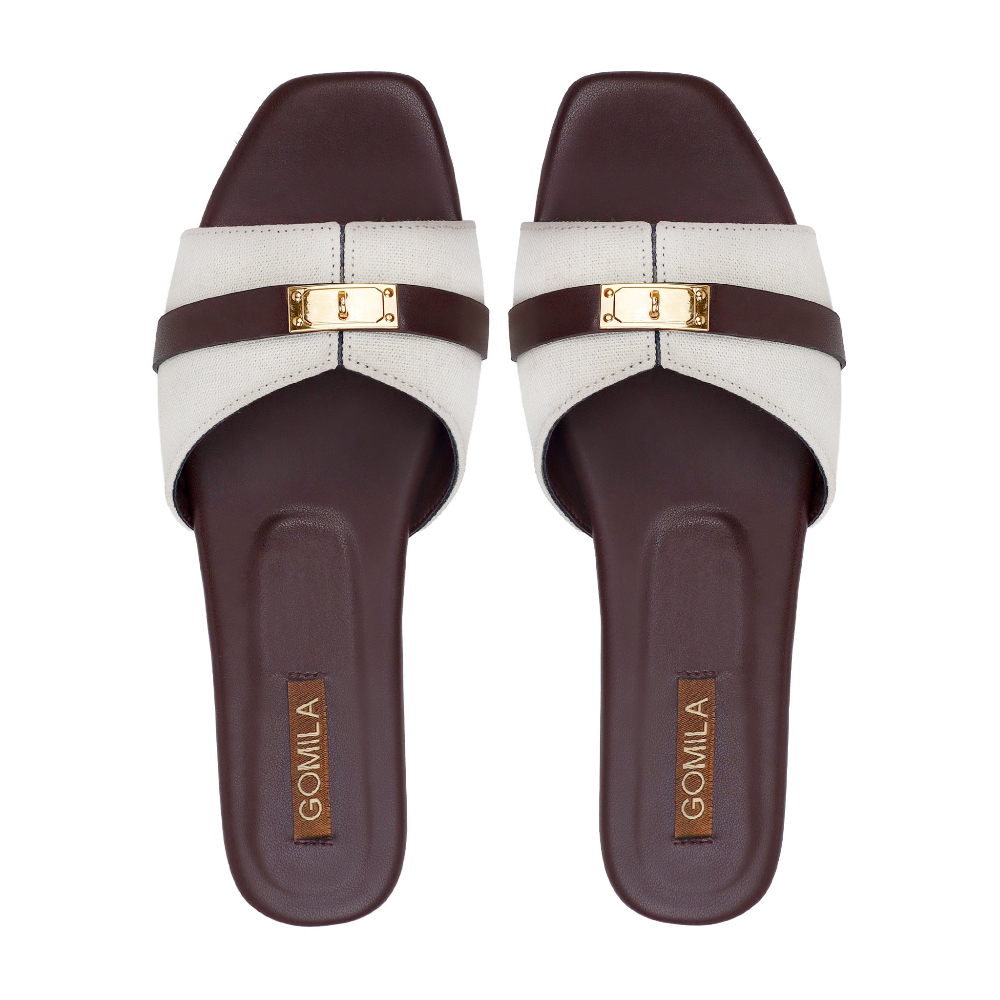 Nira - Women's Dark Brown And White Slipper