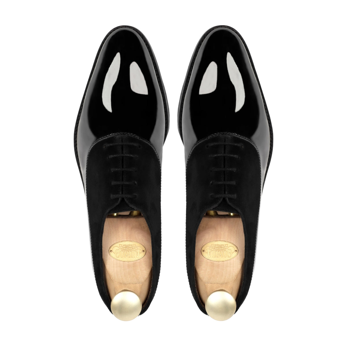 Aristo - Men's Black Patent Leather and Kid Suede Oxford Shoe