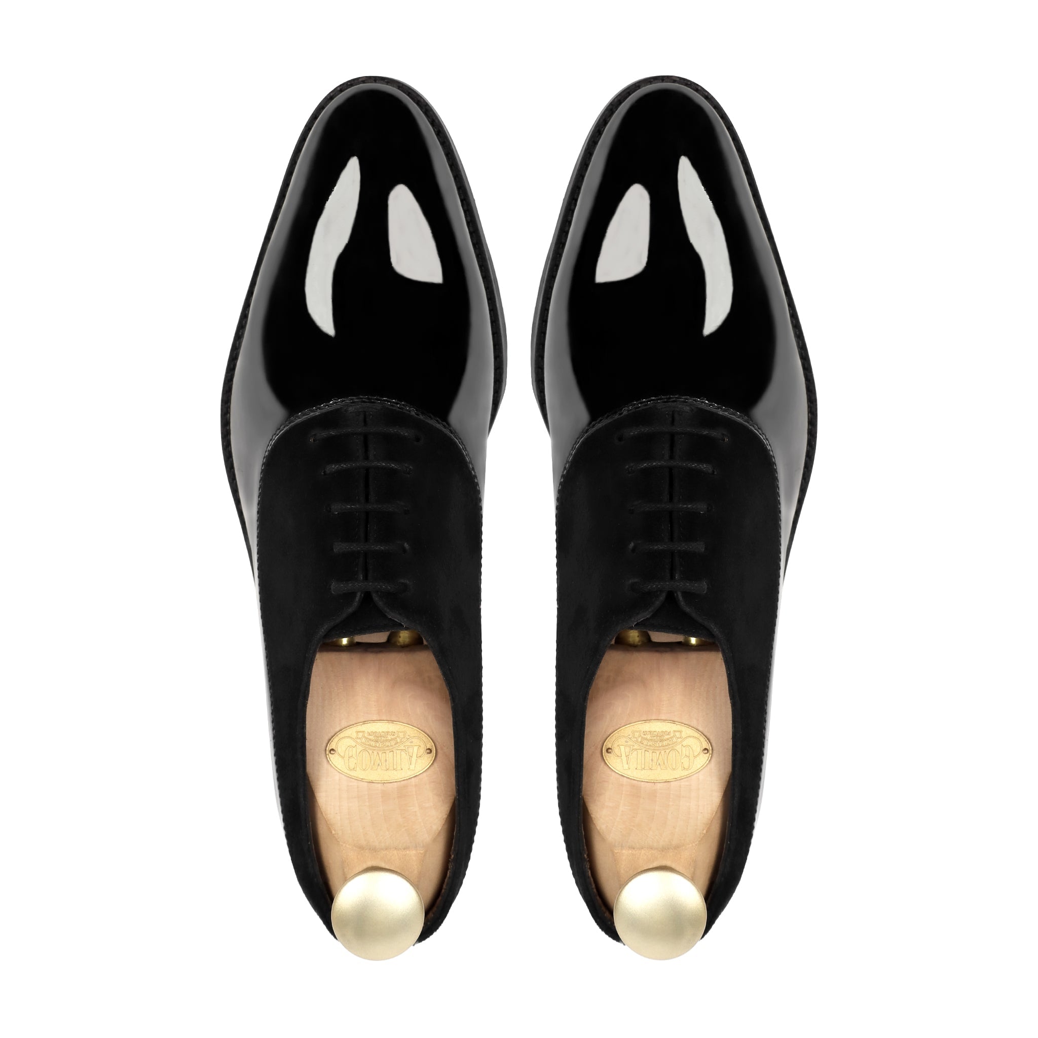 Aristo - Men's Black Patent Leather and Kid Suede Oxford Shoe