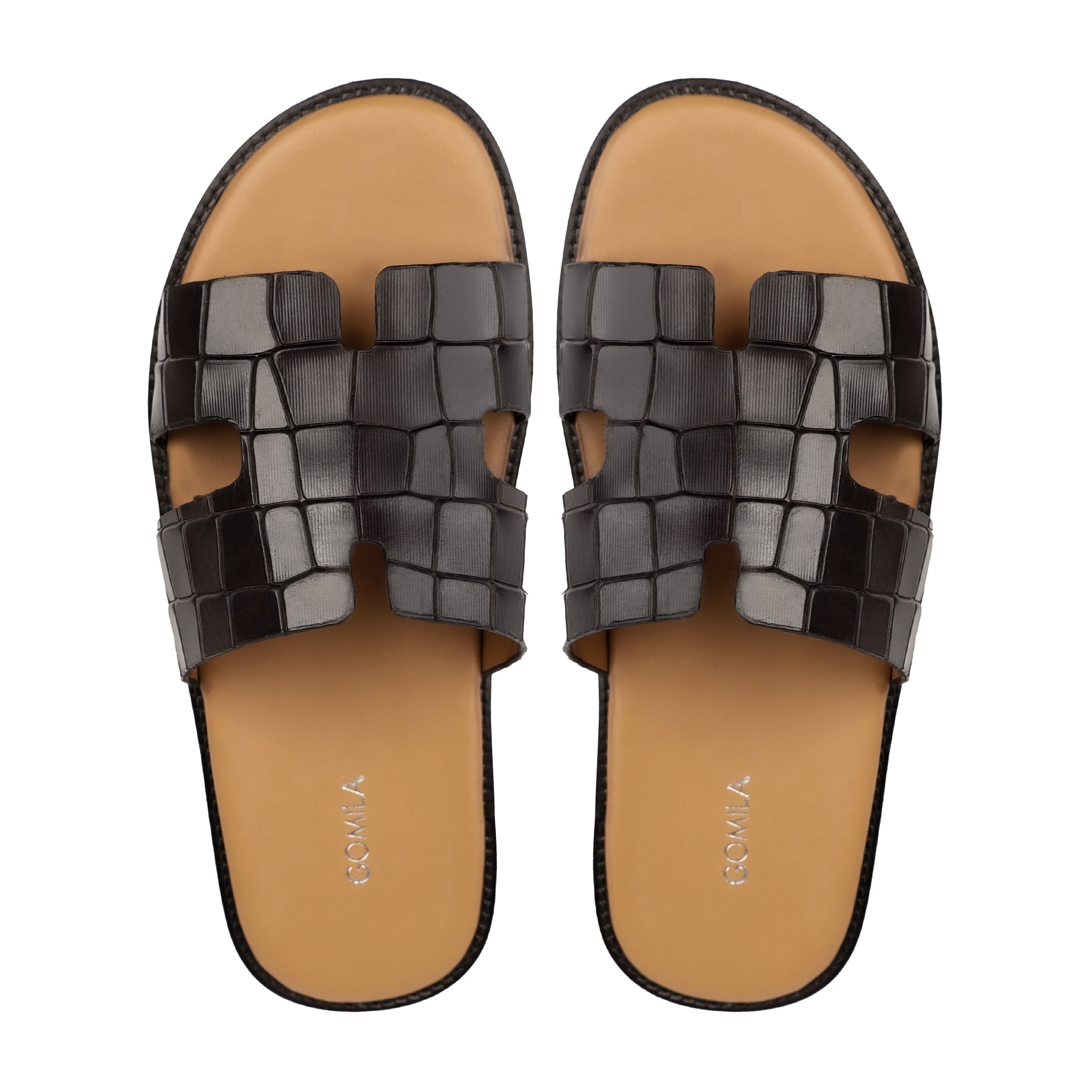 Cameron CROCO - Men's Dark Brown Crocodile Embossed Calf Leather Slipper