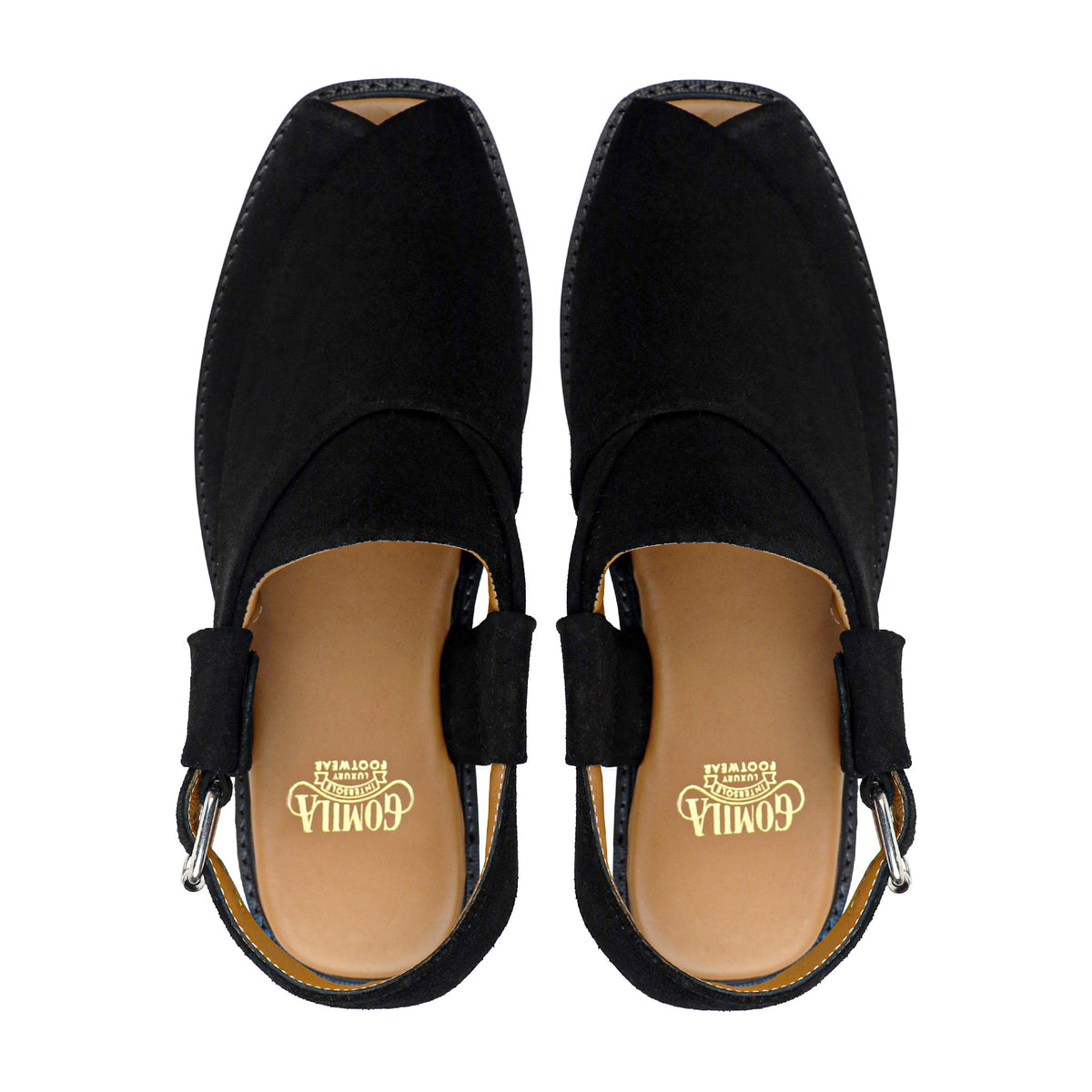 Nikki - Men's Black Kid Suede Sandal