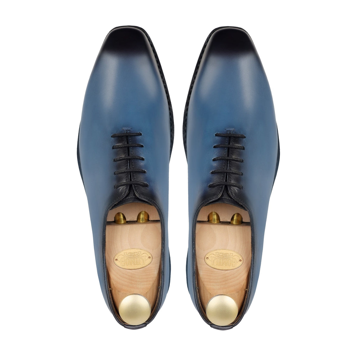 Enzo - Men's Burnished Light Blue Calf Leather Wholecut Shoe - Goodyear Welted